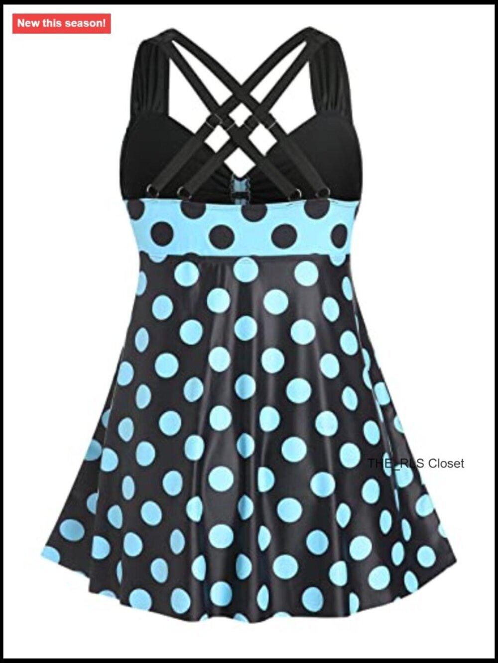 Plus Size Curve Cinched Polka Dot Crisscross Tankini Swimsuit Set with Boyshorts - Picture 3 of 7
